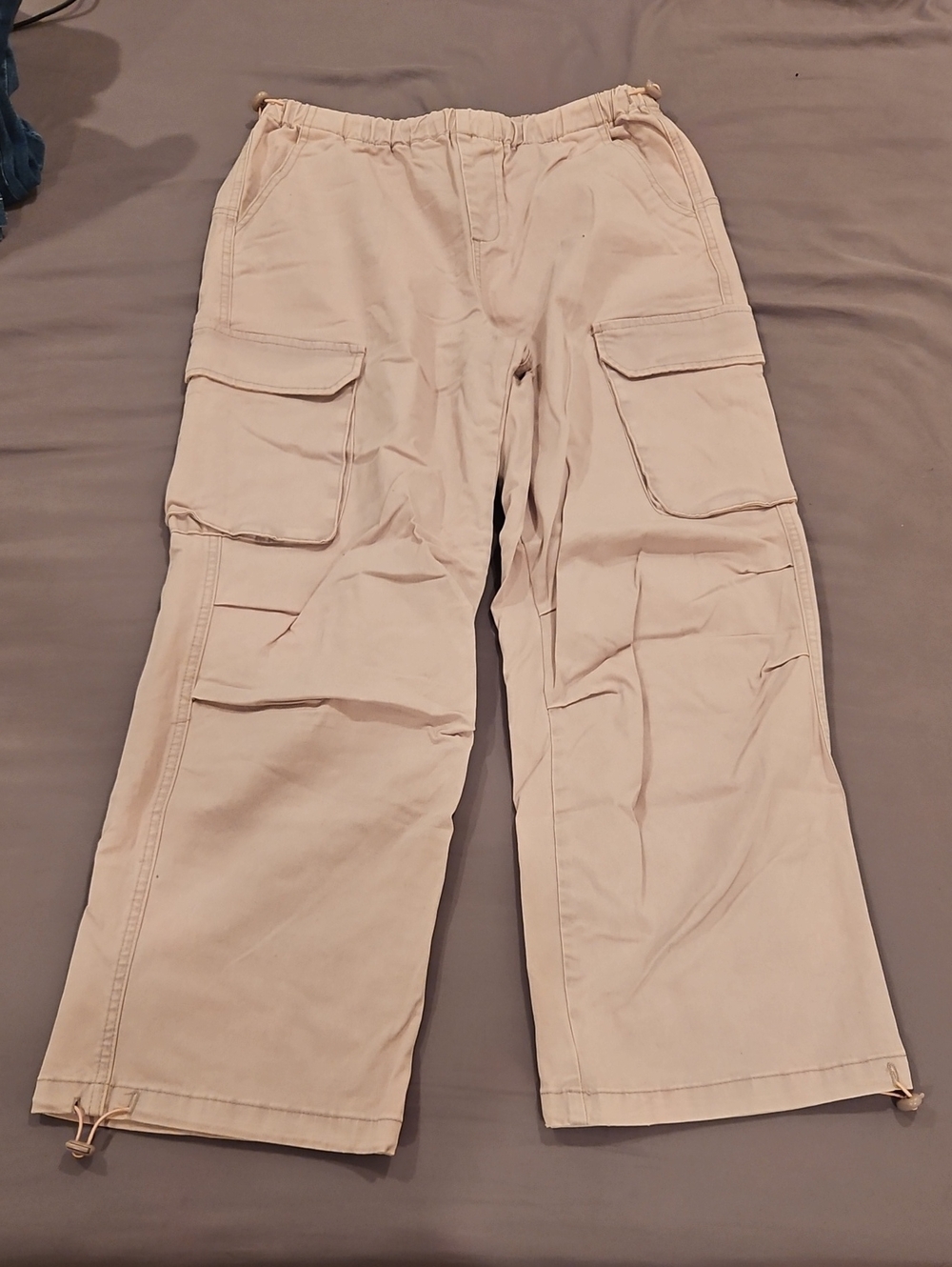 Wide Leg Cargo Pants in Pinkish Purple